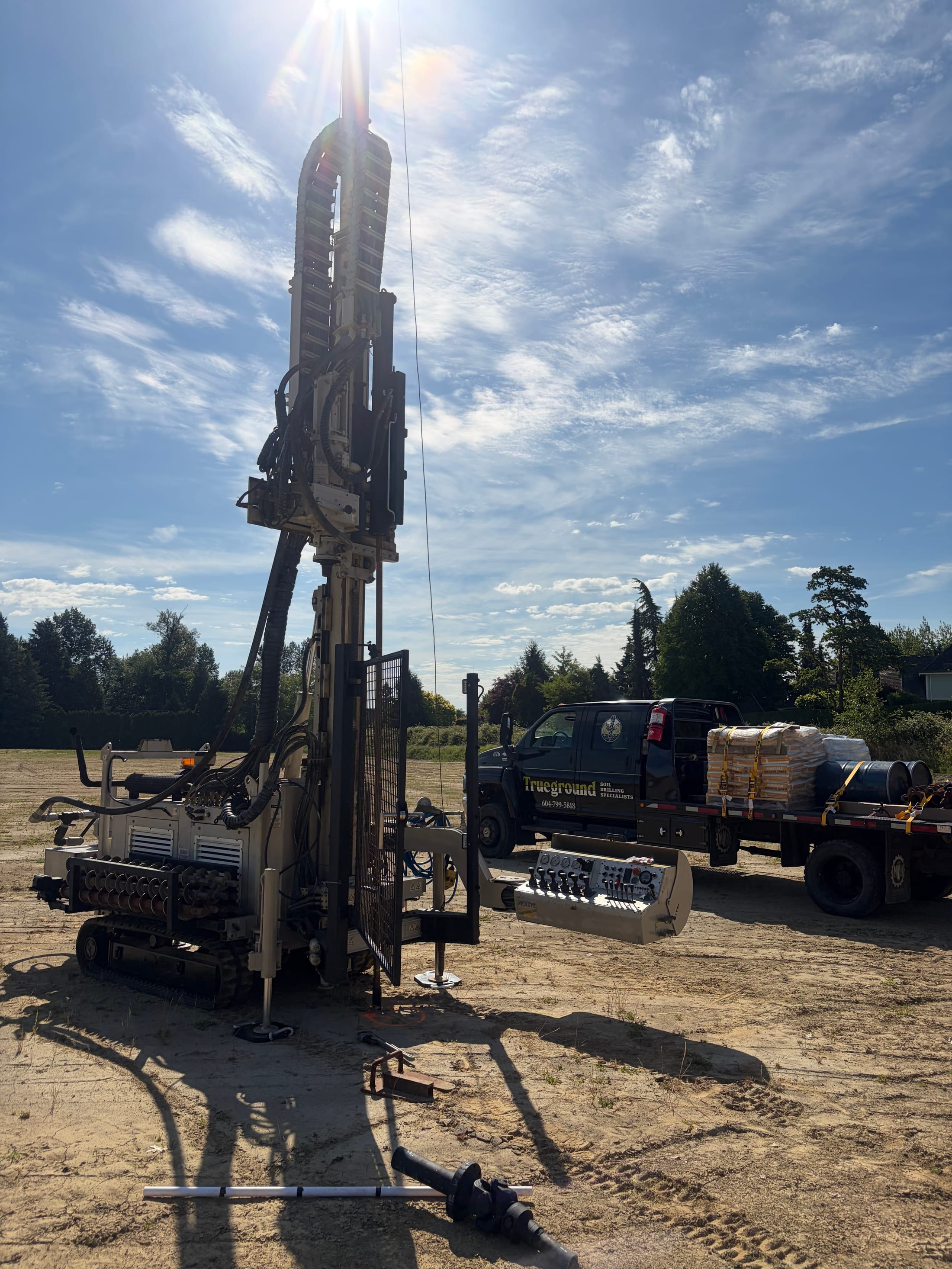 Drilling for a geotechnical investigation.